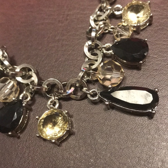 NWT WHBM Black Yellow Clear Stone Necklace - Picture 6 of 6